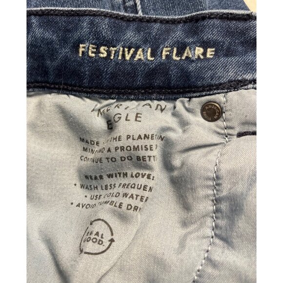 American Eagle Womens Festival Flare Jeans 12 Next Level Stretch Boho Y2K style - Picture 5 of 13